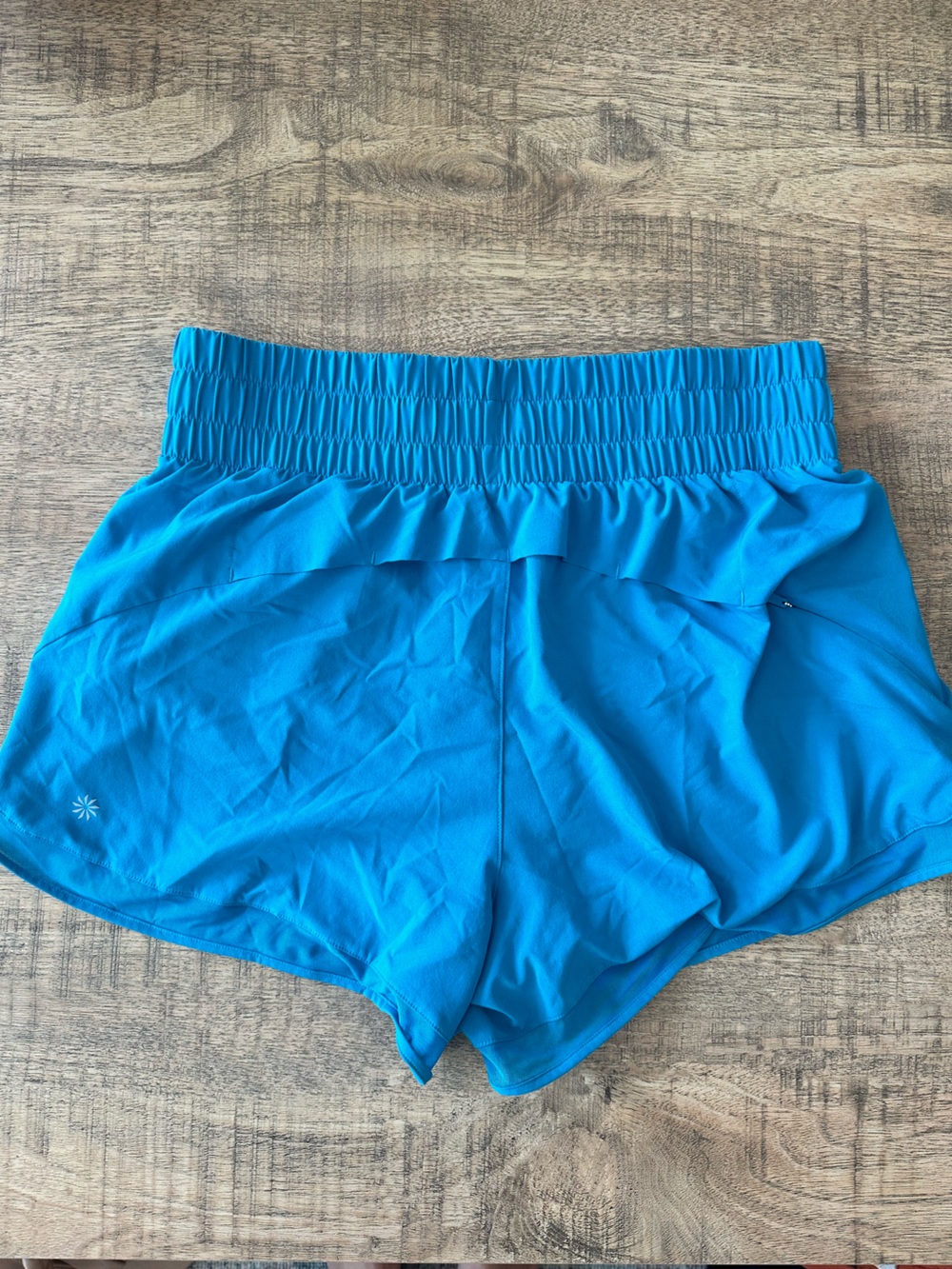 Athleta Mesh Racer Run High Rise 3” Shorts — Pacific Blue | Size M - Picture 2 of 3